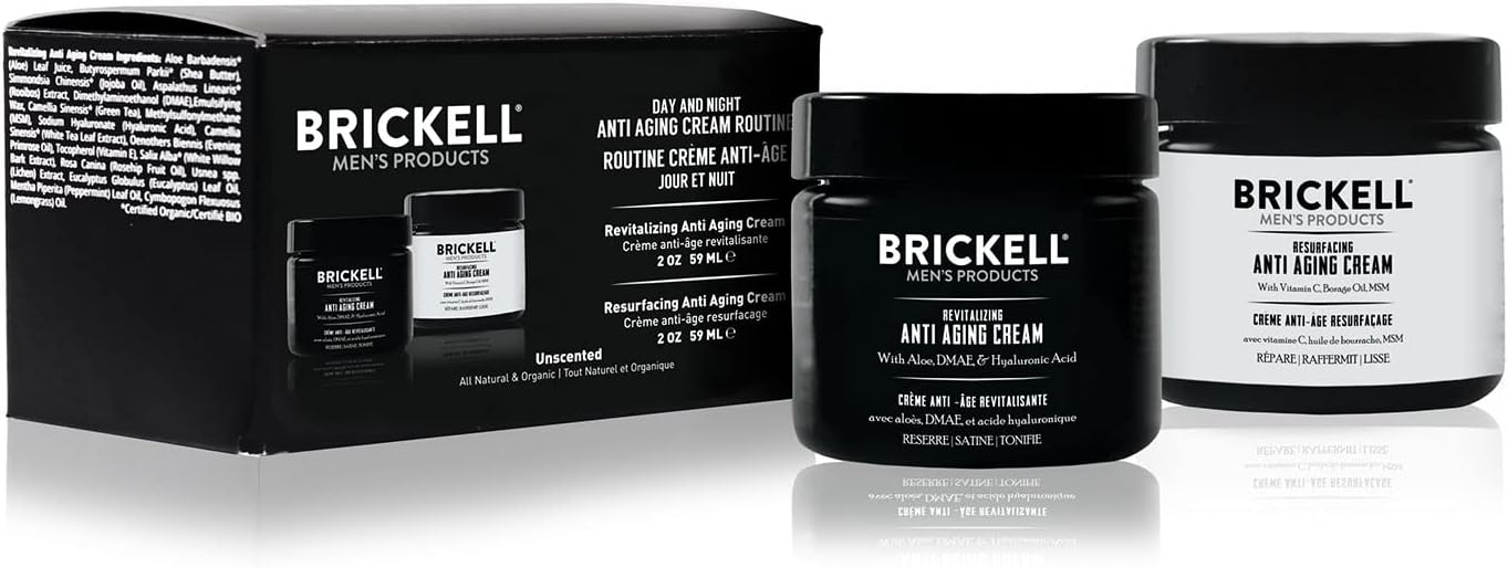 Brickell Men’s Day and Night Anti Aging Cream Routine, natuurlijk en biologisch (Ongeparfumeerd)