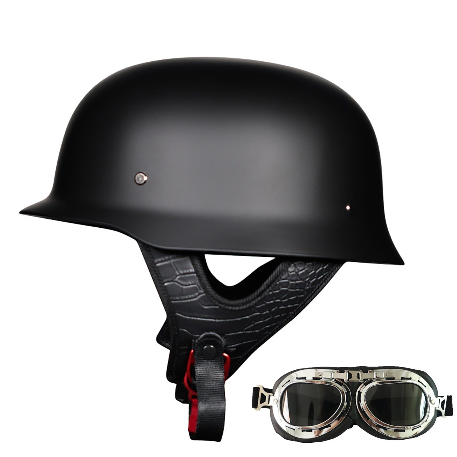Casque jet moto avec lunettes, casque jet pour cyclomoteur homme/femme, casque demi-casque rétro homologué ECE pour scooter cruiser 7,XXL=63-64CM