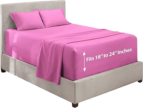 Miniatura 32 de Hearth & Harbor Sábanas tamaño individual con bolsillos extra profundos – Juego de sábanas de lujo de 3 piezas para colchones de hasta 24 pulgadas