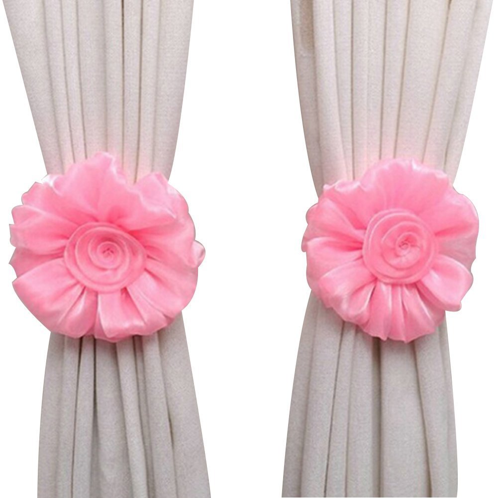 homeyuser Par de alzapaños para cortinas de ventana, abrazaderas para cortina, clips de cuerda (rosa)
