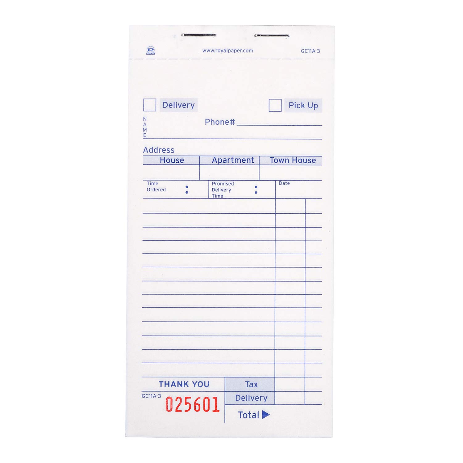 guest check pad by AmerCareRoyal – Paper, white, Pack of 2500, Model GC11A-3