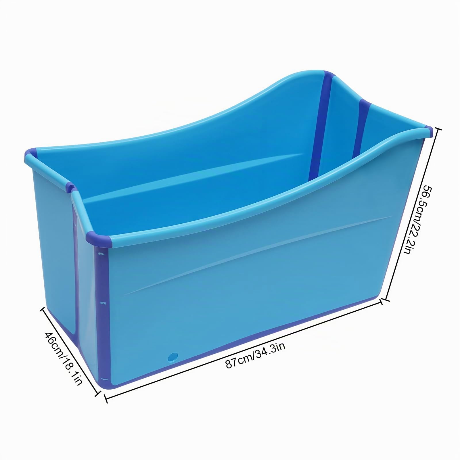 Bañera plegable móvil para adultos, bañera de spa de 100 cm, color azul