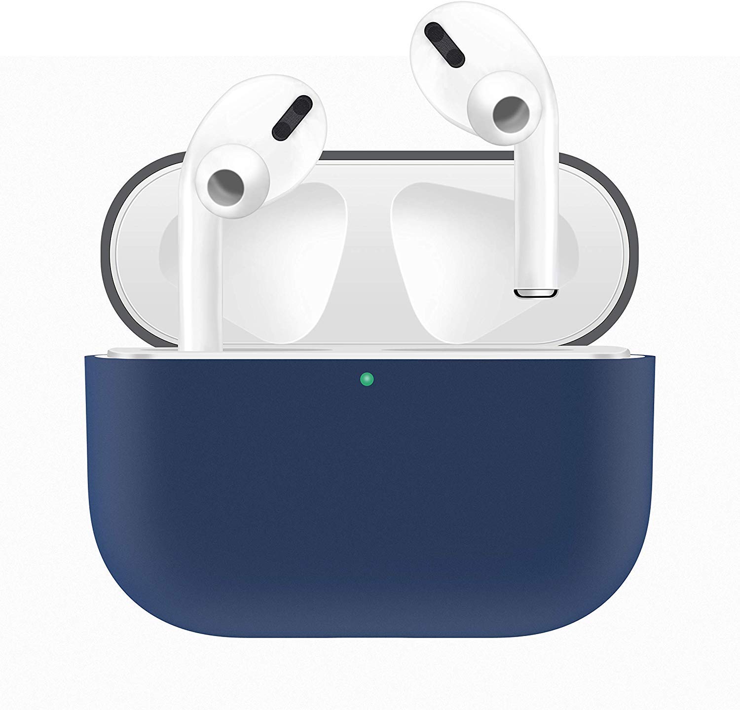 Case for AirPods Pro Case (2019), Visible Front LED, Supports Wireless Charging, Silicone Exterior, Shock & Scratch-Absorbing Protective Cover (Grey+Blue)