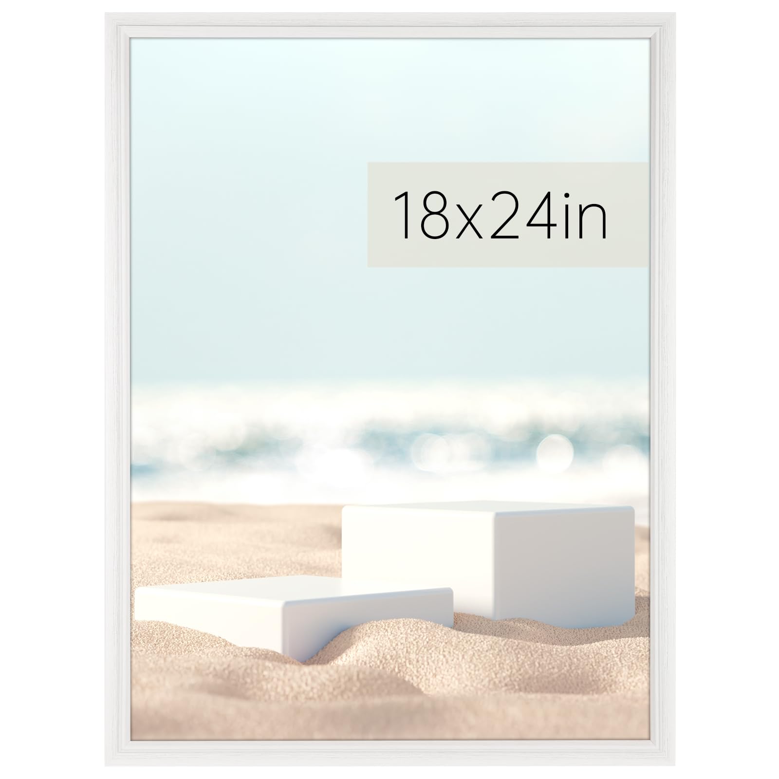 18x24 Picture Frame, White Poster Frame, Home Decor Natural Gallery Frame, Horizontal or Vertical Format, Sturdy Frame and Plexiglass, Large Photo Frame Wall Art, for Photos, Artworks, Posters