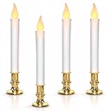 Battery Operated Christmas Window Candles, Set of 4 with Timer | 9