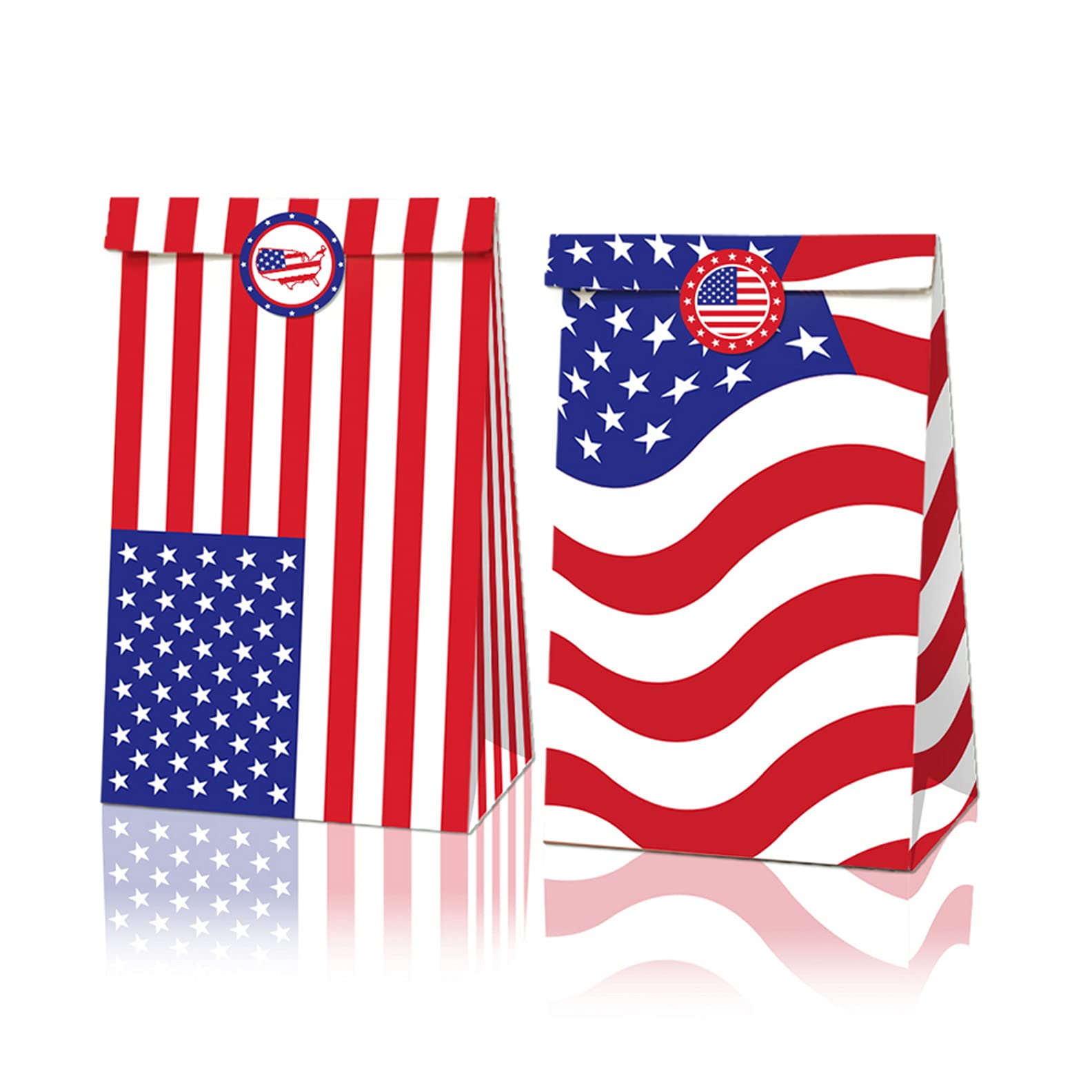 COSFAN 12 Pack American Flag Gift Bags 4th of July Party Paper Bags for Fourth of July, Decorative for Memorial Day, Veterans Day, Birthday, Christmas, Thanksgiving, Baby Shower, Wedding