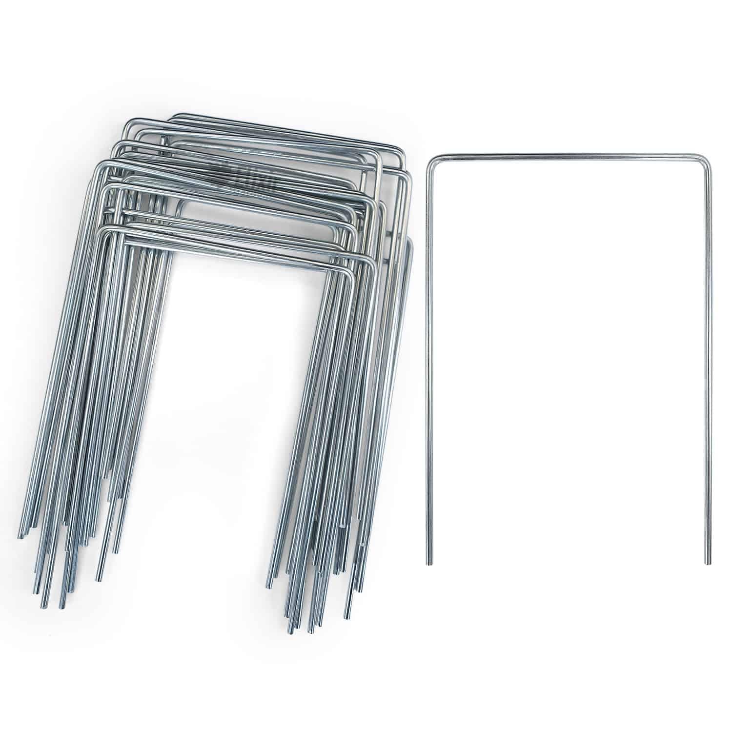 Elixir Gardens Galvanized Steel Staples/Securing Pegs for Weed Membrane, Ground Cover Sheet, Netting & Frost Fleece Fabric | Strong Anti-Rust Pins | Various Sizes | 40mm x 155mm (30)