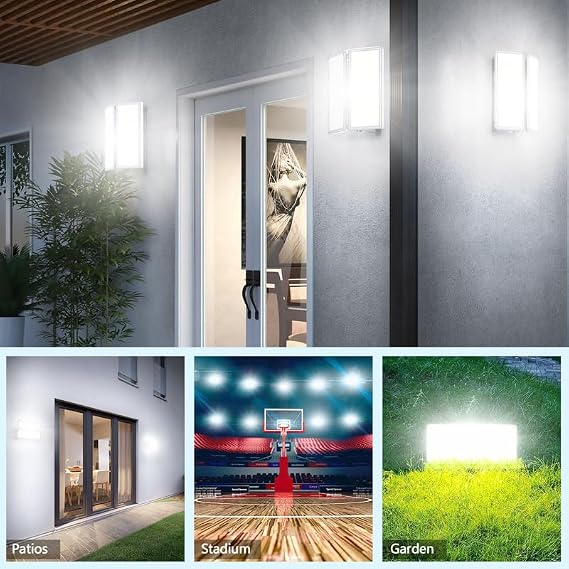200W LED Stadium Lights Outdoor 2 Piece, Flood Lights Outdoor 20000LM 6500K Cool White IP66 Waterproof for Garden/Warehouse/Yard Lighting
