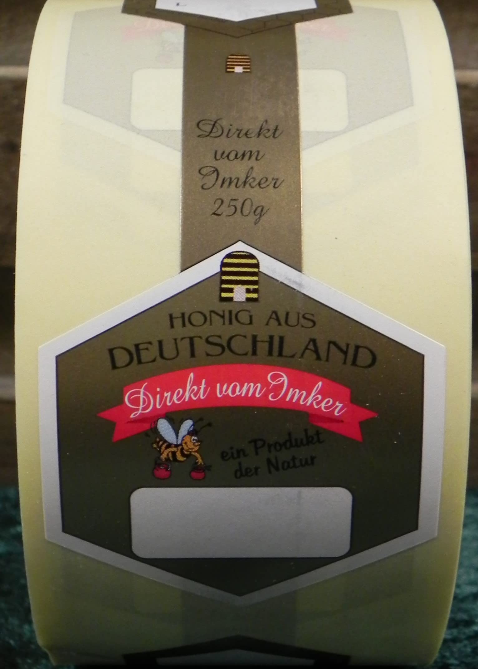 200 Stk. Etiketten f.Honig selbstklebend f.250g Deckellasche auf Rolle Deutscher BienenhonigHonigglasetiketten Honigetiketten Imker gold