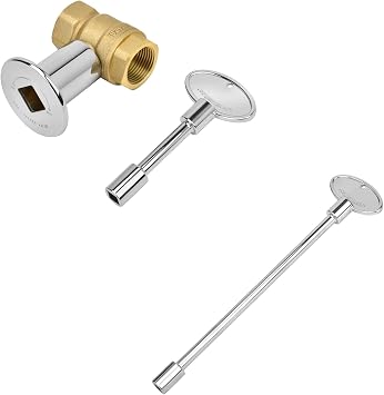 Skyflame 3/4 Inch Straight Gas Key Valve Kit for Fire Pit Fireplace with Flange, 3 Inches and 8 Inches Key, Chromed