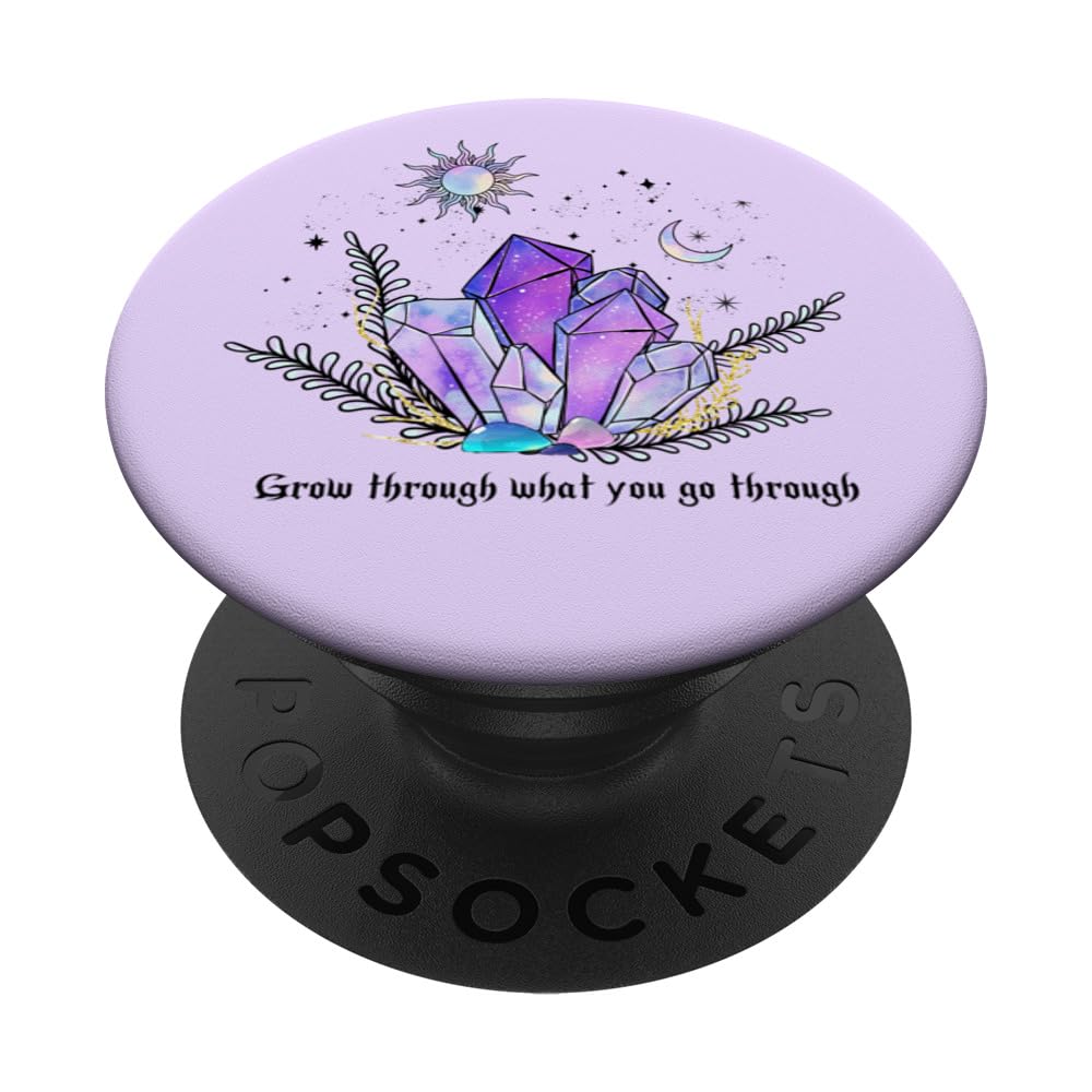 Purple Sun Moon Stars Celestial Mystical Crystals PopSockets Adhesive PopGrip