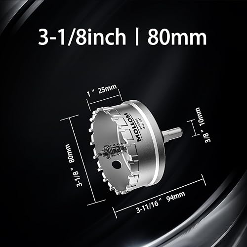 Miniatura 16 de Mollom Sierra perforadora de carburo resistente (2-1/2 pulgadas 2.520 in) con 2 brocas piloto, corte de agujeros de acero inoxidable, acero suave
