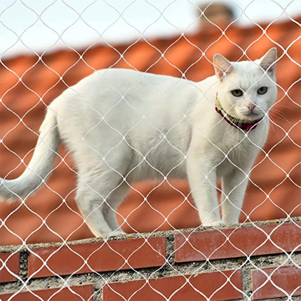 Yourou White Cat Safety Net Anti-Fall,Transparent Balcony Window Fence Mesh Anti Bird Netting Stair Railing Guard,Nylon Outdoor Indoor Cat Protective Net (3X10m)
