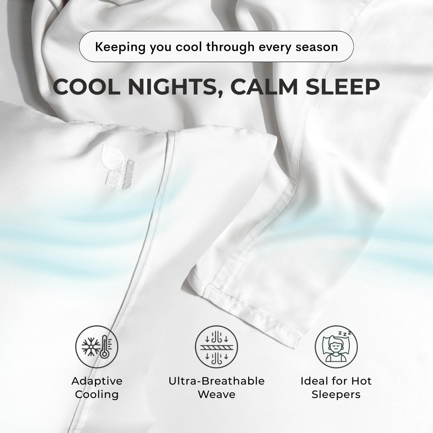 100% Eucalyptus Tencel Cooling Pillowcases, 2 Pack Moisture Wicking, Temperature Regulating, Soft & Smooth, Envelope Enclosure Pillowcase Pair, Bright White, Queen 20" x 30"