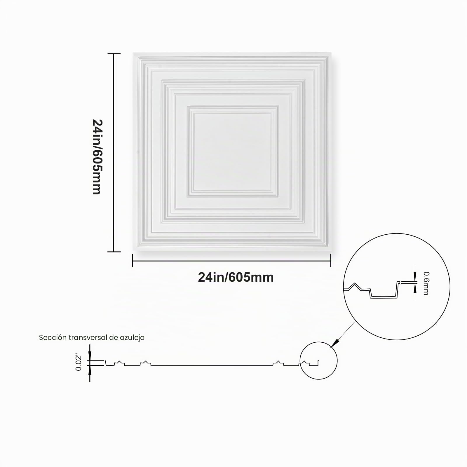 VEVOR Paneles para Techo Suspendidos, Paquete de 12, Láminas de PVC de Primera Calidad, Fácil Instalación/Corte, Plástico, para Decoración del Hogar/Oficina, Patrón de Clavijas Blancas, 605 x 605 mm