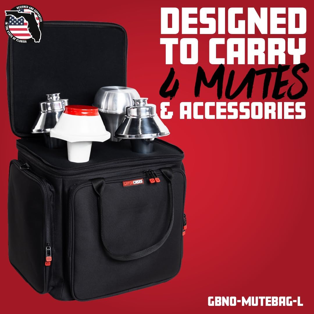 Gator Cases Large Modular Mute Bag for Low Brass Players Designed to Carry Four (4) Mutes and Accessories; (GBNO-MUTEBAG-L)