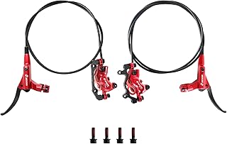 Z00M HB876 4-Pistons Hydraulic Disc Brake Set, MTB Hydraulic Brakes Left Front 850mm Right Rear 1450mm Bicycle Hydraulic Brake Kit for eBike, Mountain Bike, Road Bike, Fat Bike(Pre-Bled)