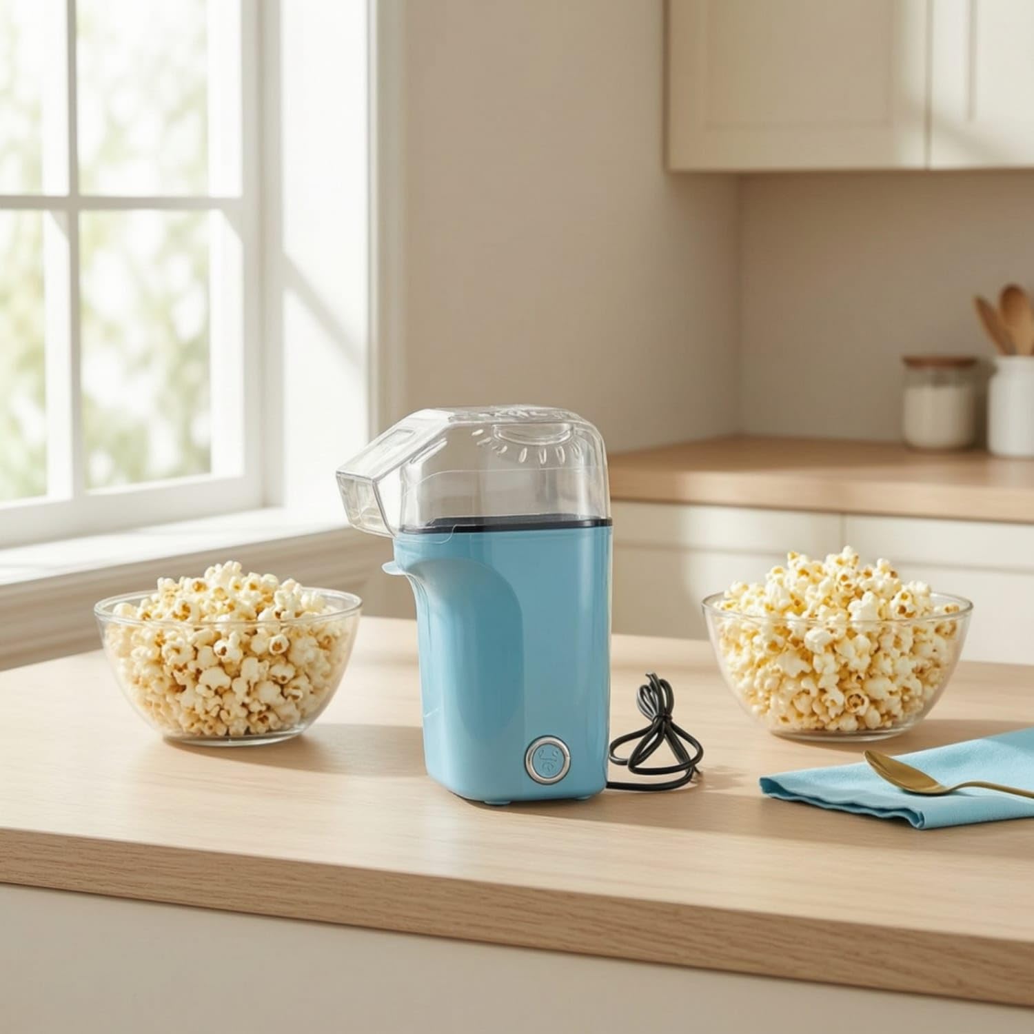 Electric-Powered Electric Popcorn Maker Countertop Elec | Electric-Powered Electric Popcorn Maker Countertop Popper Hot Air Appliance for Families Hosts Movie Nights Home Theater-picture-17
