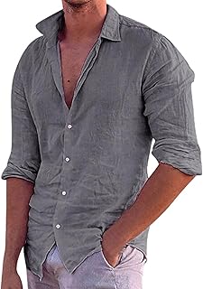 Mens Shirts Fashion Cotton Linen Henley Shirt Casual Hippie Beach Long Sleeve T Shirts Men's Cotton Linen Henley Shirt Long Sleeve Hippie Casual Beach T Shirts Crew Neck Long Sleeve T Shirts