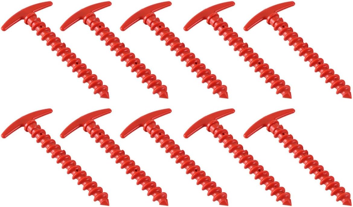 Didiseaon 10pcs Red Nylon Tent Stakes Heavy-Duty Ground Pegs for Camping and Outdoor Shelter Fixing Canopy Nails Portable Tent Accessories