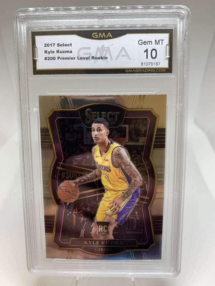 GMA Gem Mint 10 Certificate #81076187 2017-18 Panini Select Rookie #200 Kyle Kuzma Premier Level Los Angeles Lakers Professionally Graded Basketball Card
