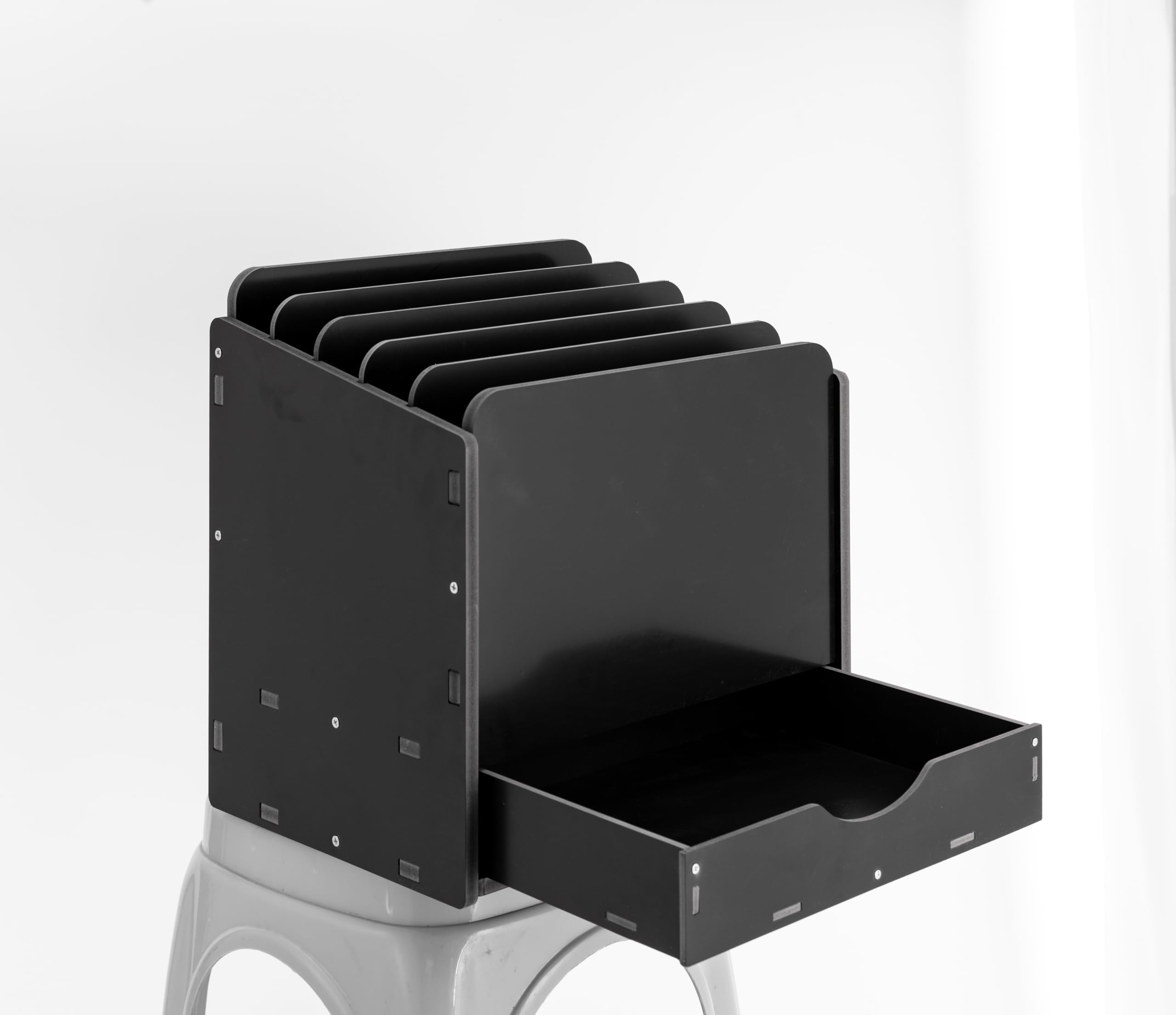 Heeclusx Desktop File Holder Organizer with Drawer 5 Tier Storage Rack for Office Home Paper Mail Shelf Tabletop