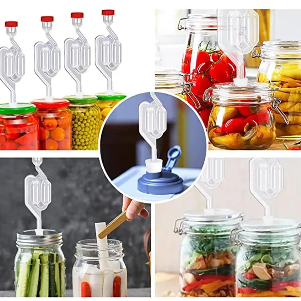 Mocrop 4 Stück Gärröhrchen Gärset, Gärspund Gummistopfen Mit Deckel ärspund mit 4 Gummistopfen Verschlusskappe für Reine Saftgärung, Brauen von Bier,Wein, Kimchi