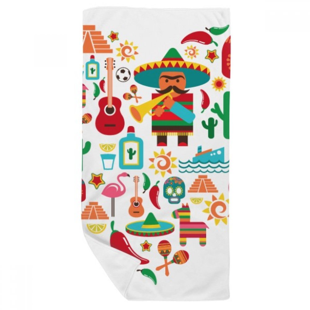 Débarbouillette 35x70cm Flamingo serviette de bain doux crâne mexicain multicolore absorbante