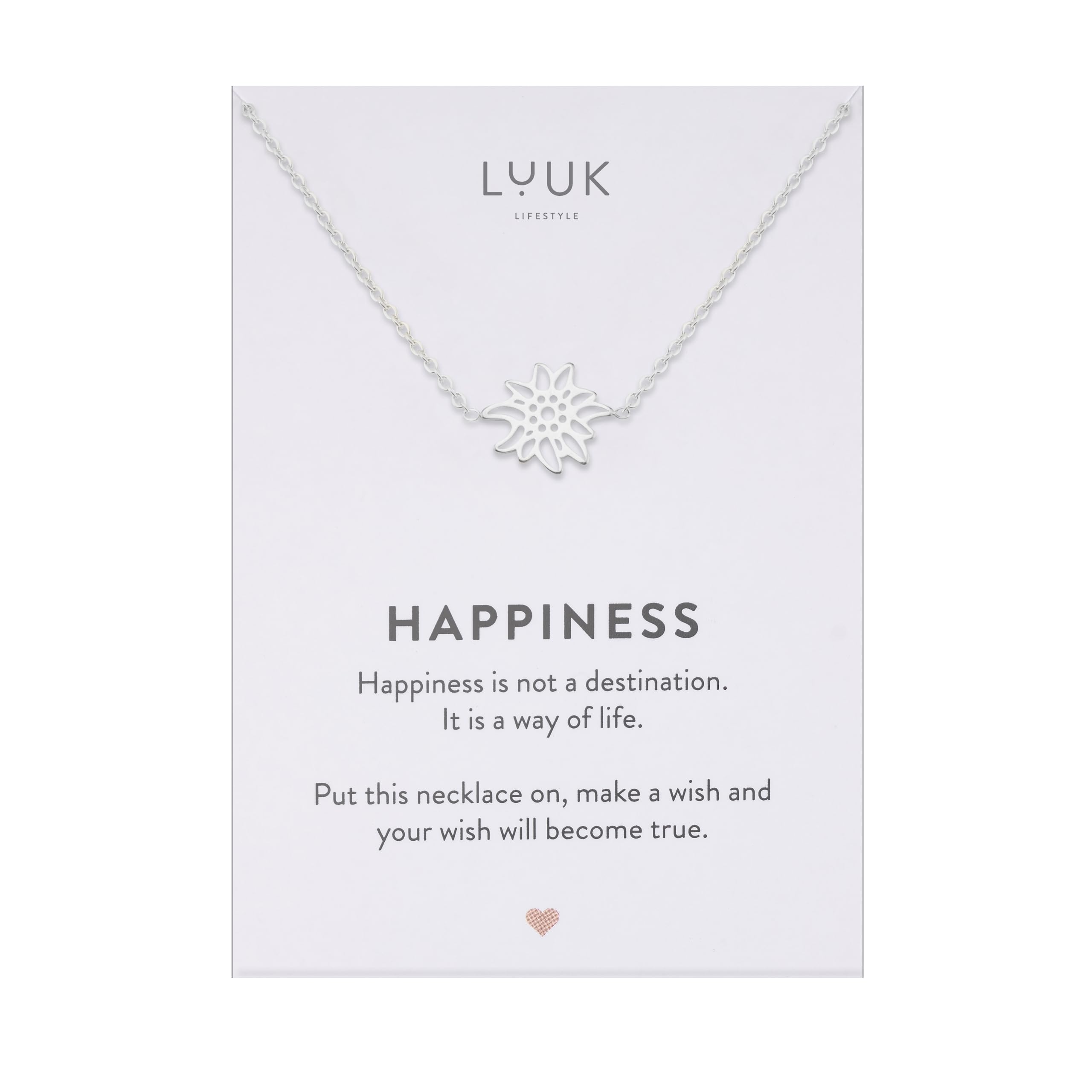 LUUK LIFESTYLE Collane femminili in acciaio inossidabile con fini ciondoli portafortuna, dedica HAPPINESS, regalo, argento, oro, oro rosa