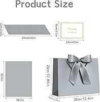 Vista 2 de Bolsas de regalo JMANNI, 1 pieza de bolsas de regalo grandes con cinta y 1 tarjeta de felicitación con 2 papeles de seda, bolsa de regalo de papel