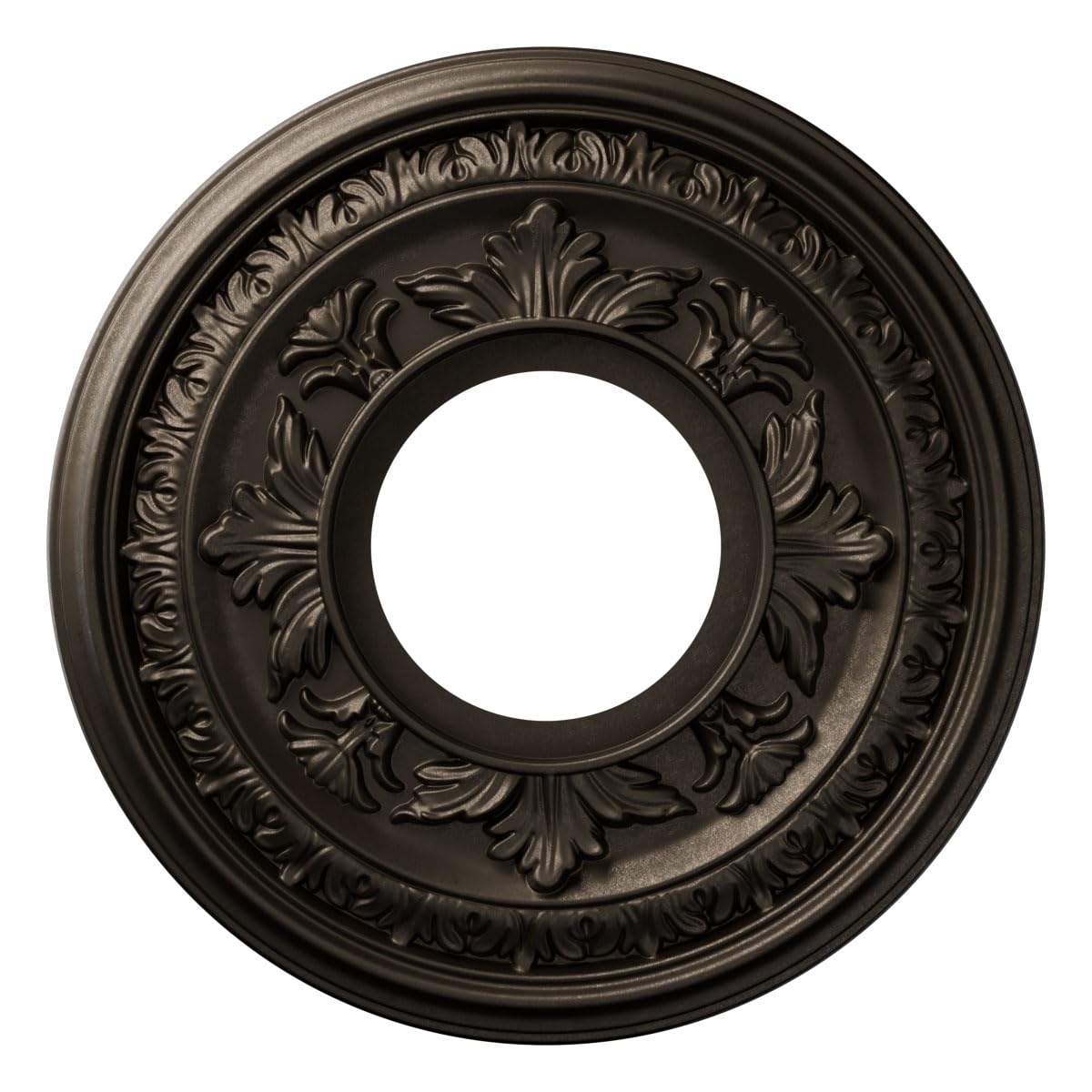 Ekena Millwork 10"OD x 3 1/2"ID x 3/4"P Baltimore Thermoformed PVC Ceiling Medallion (Fits Canopies up to 4 1/4"), Metallic Black Night