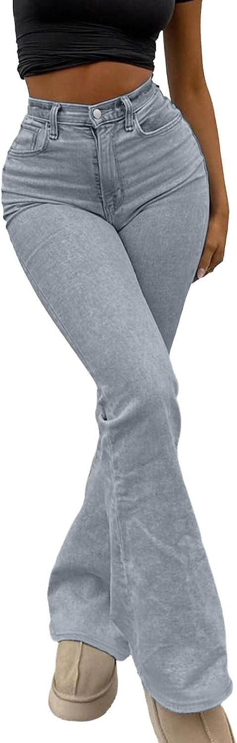 High Waist Flare Jeans for Women Butt Lifting Bow Embroidered Stretchy Pants Y2K Vintage Streetwear Denim Pants