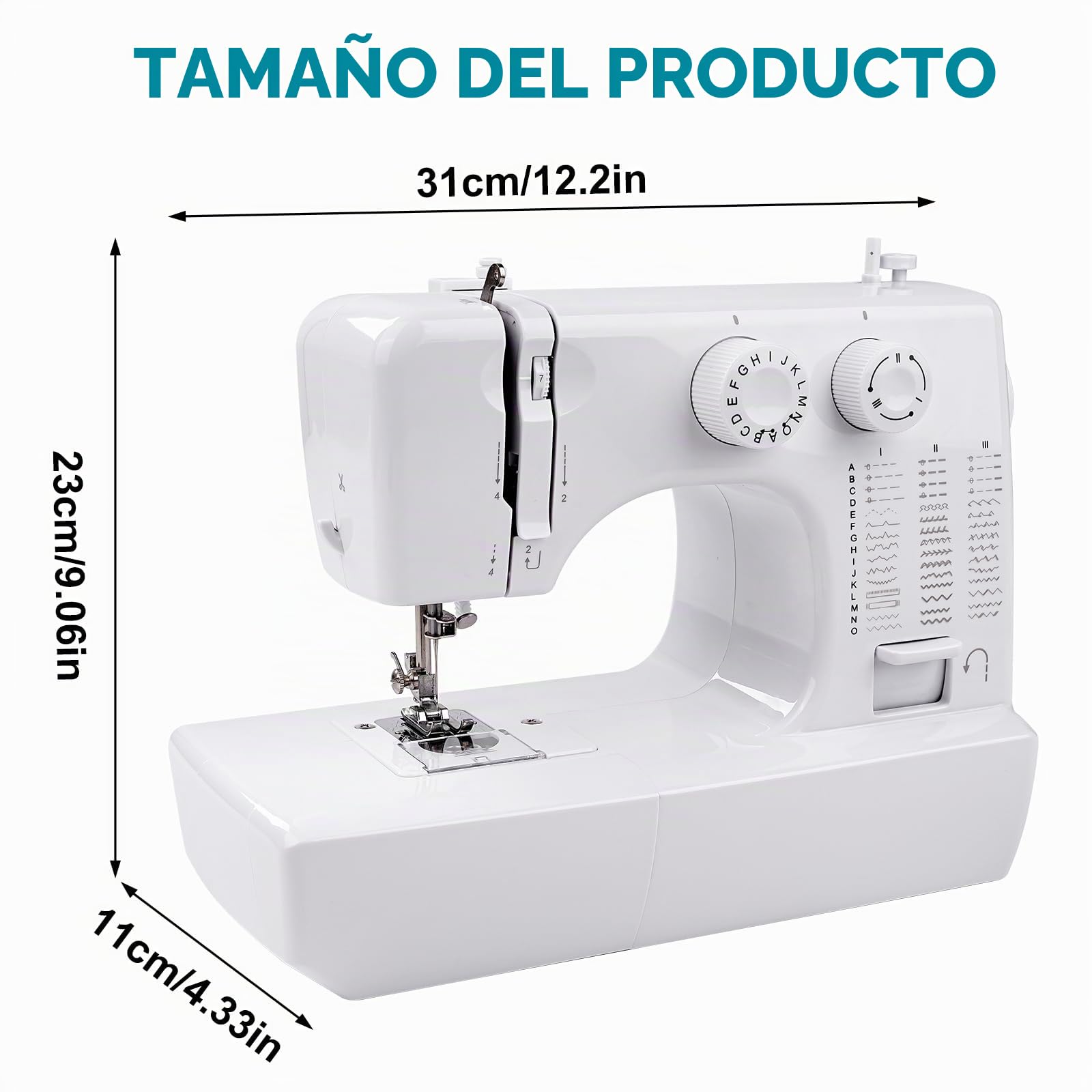 818 MáQuina De Coser, 45 Puntadas De Costura, EléCtrica, PortáTil, con Kit De Costura, Profesional MáQuina De Coser para Principiantes Y Adulto FáCil Uso con Luz Led