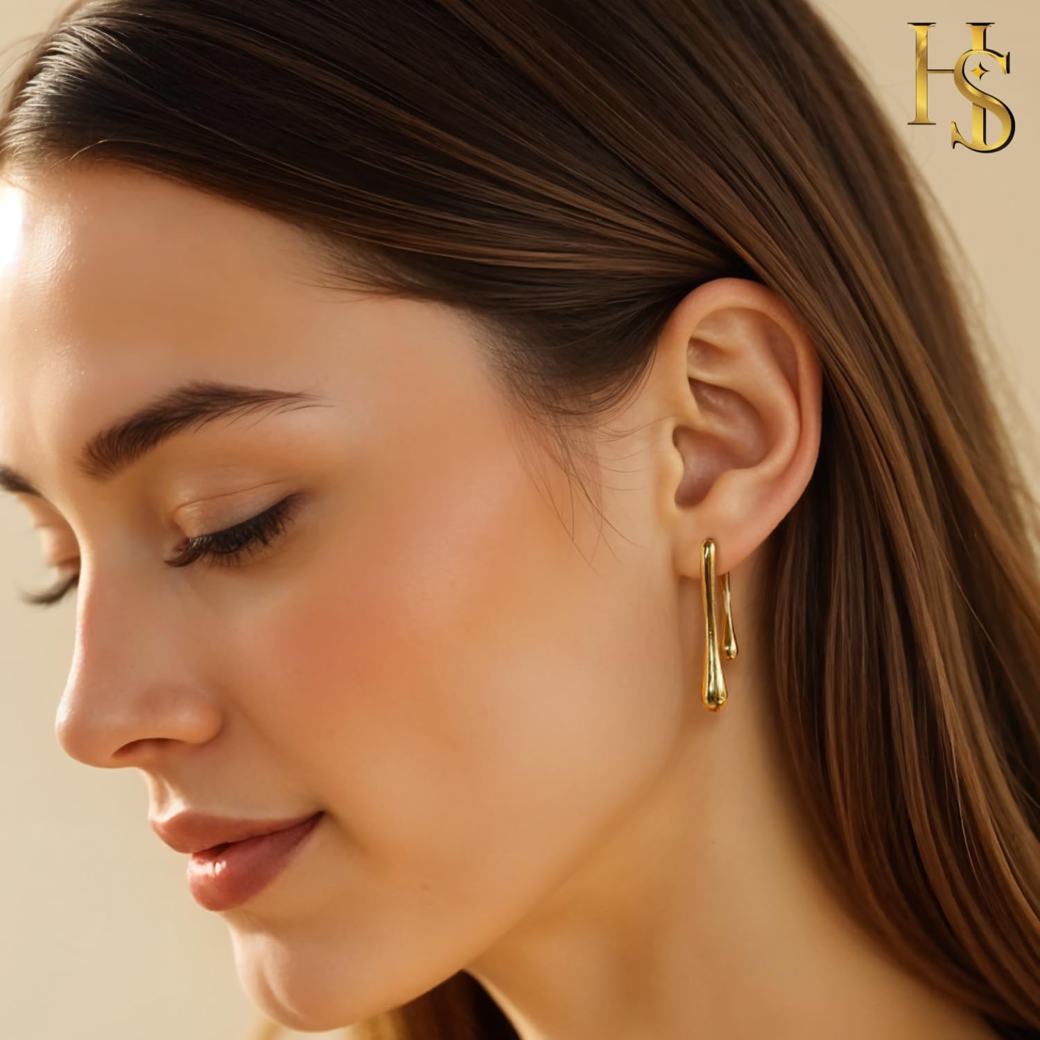 HighSpark Dainty Gold Earrings for Women | 18k Gold Plated Trendy Statement Earrings | Jewelry Gift - Image 5