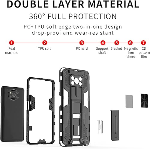 Miniatura 5 de Asuwish Funda de teléfono para Xiaomi Poco X3 ProPocoX3 NFCPoco X3 con protector de pantalla de vidrio templado y soporte delgado accesorios móviles