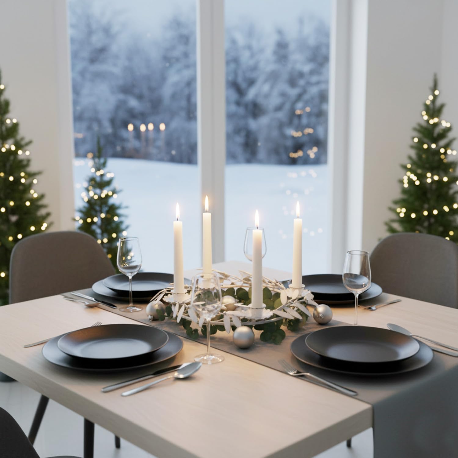 MACOSA PO540060_101 - Corona dell'Avvento con foglie, in metallo, 35 cm, 4 candelabri, decorazione da tavolo, Avvento, decorazione natalizia