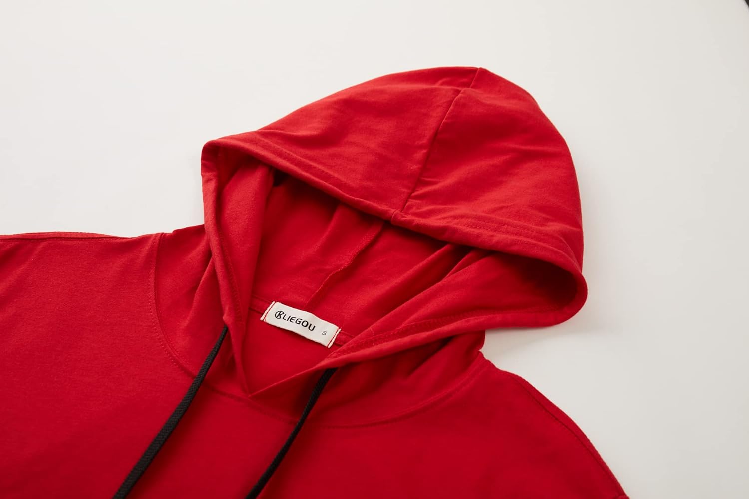 KLIEGOU Men's Hooded T-Shirt 190GSM 100% Cotton Soft Streetwear Longline Tee- Breathable Hip Hop Pullover - Pre-Shrunk - Image 3