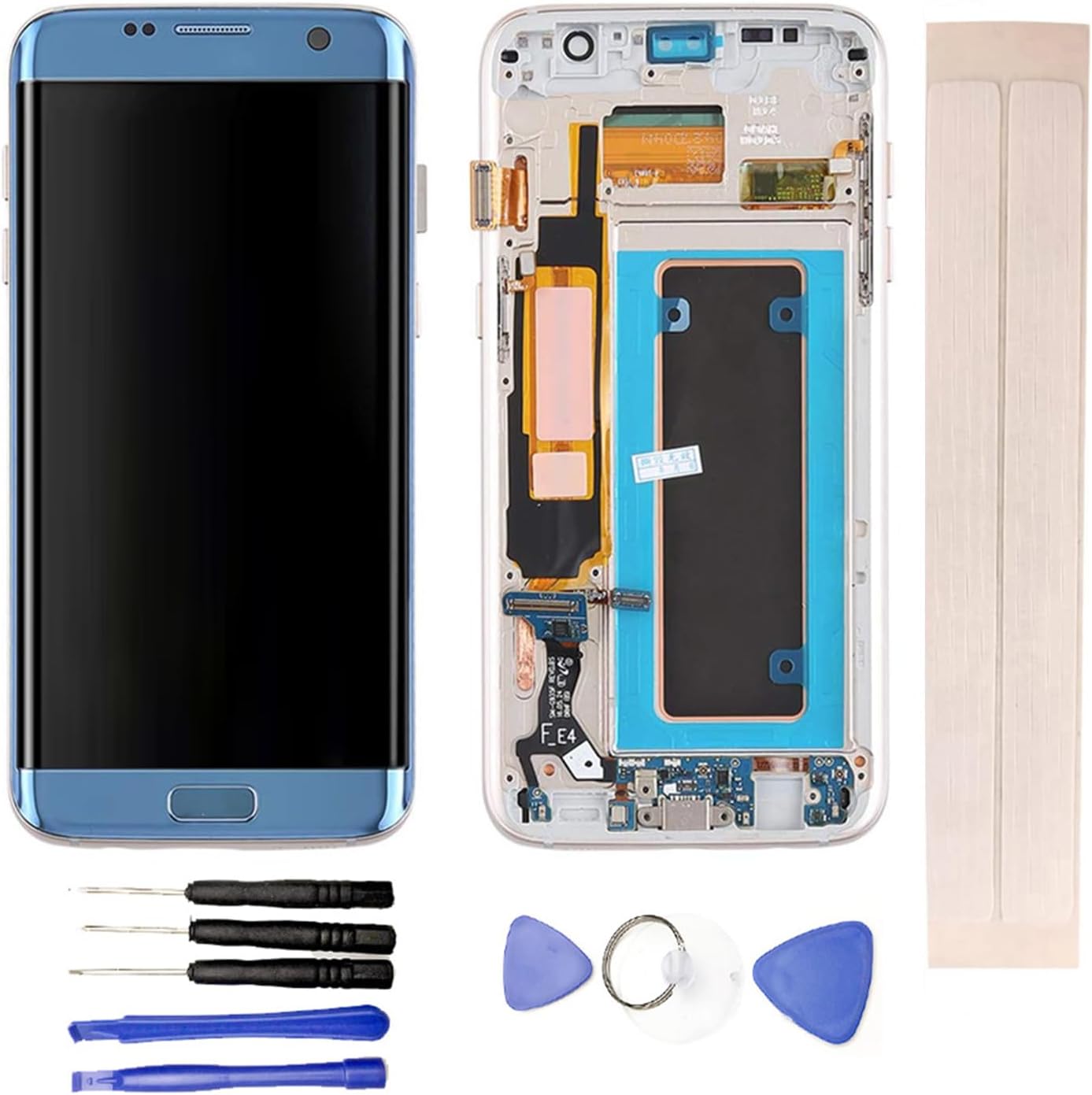 LCD Display & Replacement Touch Screen Digitizer Assembly with Free Tools for Galaxy S7 Edge G935 G935F G935A G935V G935P G935T G935R4 G935W8 B-LUE with Frame