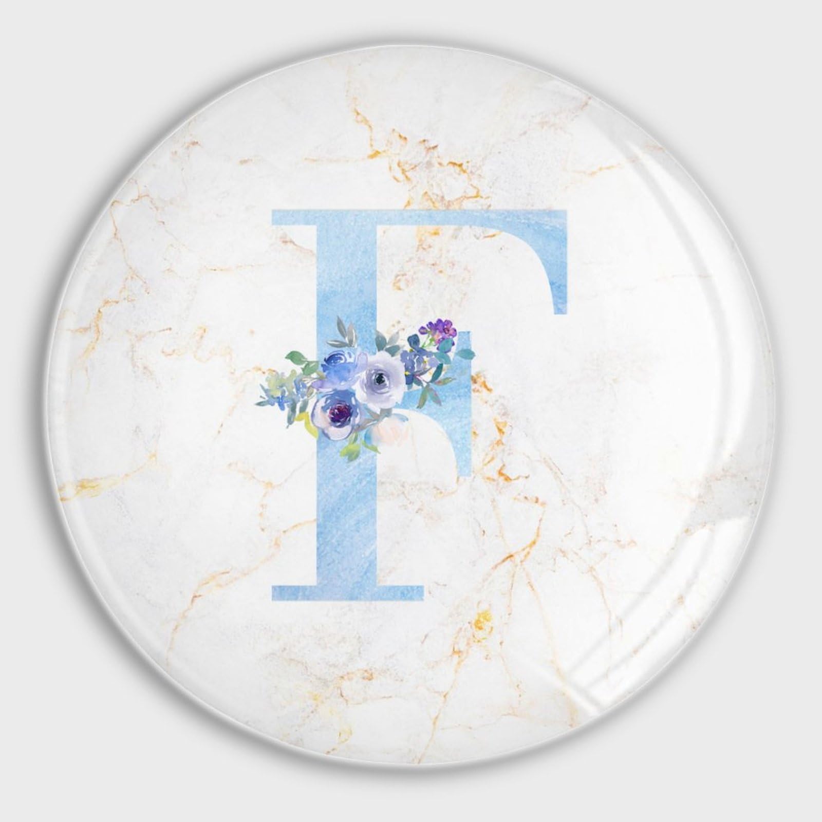 Aimant tableau blanc et frigo personnalisé lettre F au motif floral bleu pour cuisine moderne
