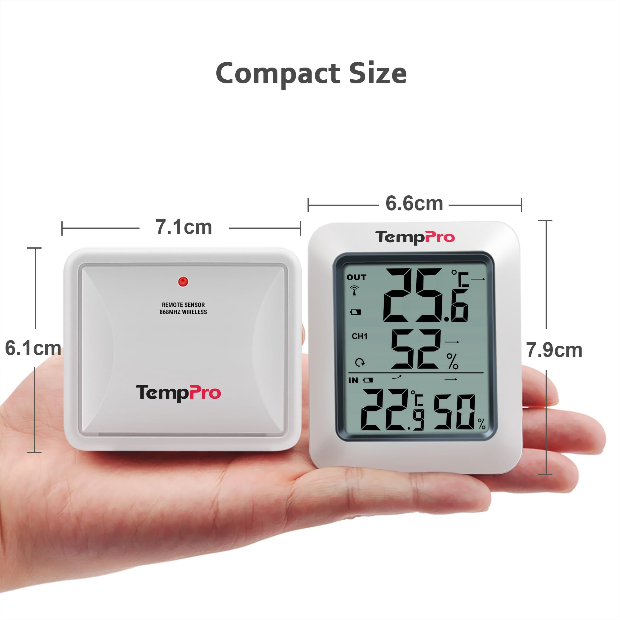 ThermoPro Radiowy termohigrometr, higrometr, monitor klimatyzacji, stacja pogodowa z radiowym czujnikiem zewnętrznym, zasięg do 150 m, 3 sztuki
