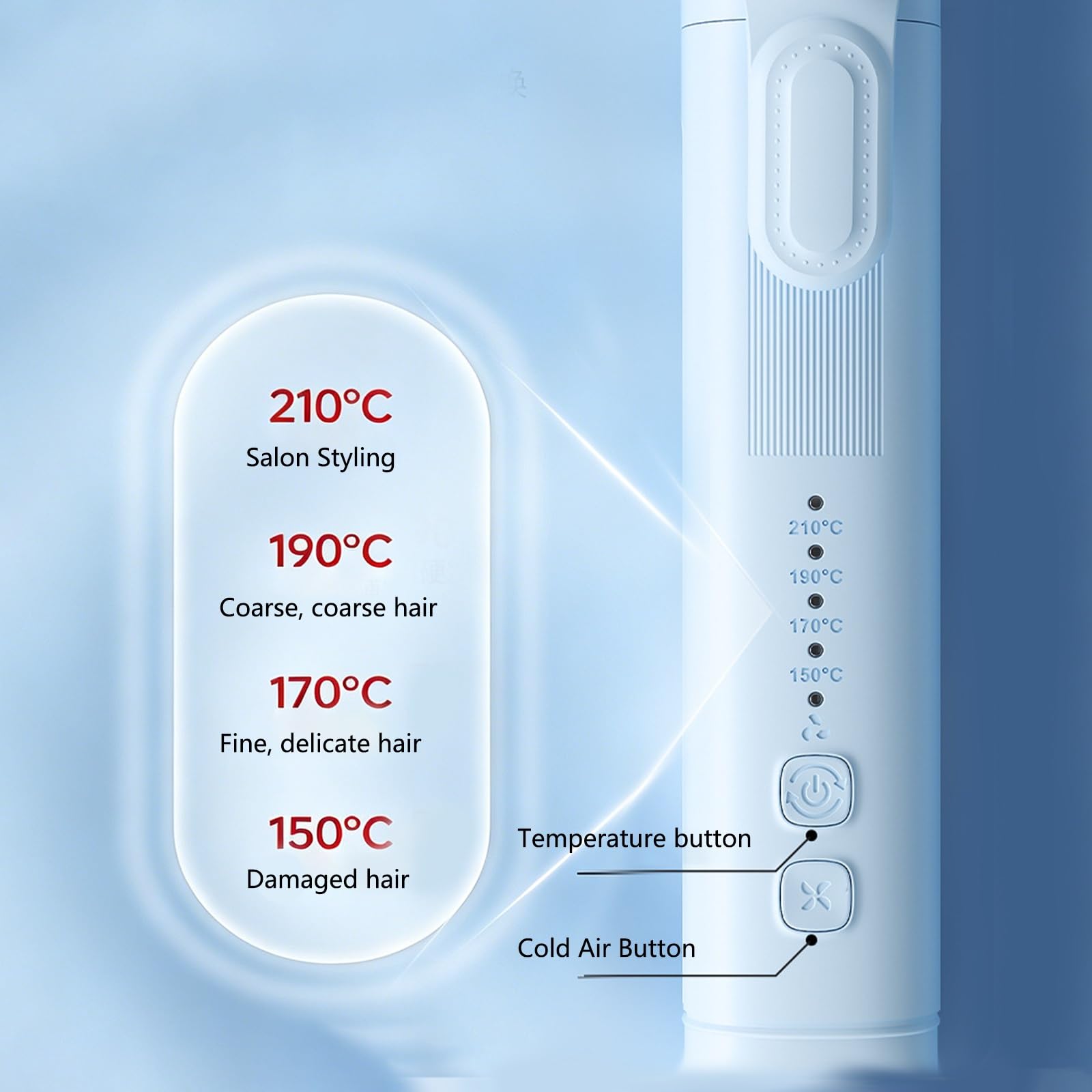Arricciacapelli a Aria Fredda Multiuso,Styler ad Aria | Crea Ricci Duraturi,Idrata i Capelli riducendone i Danni,quattro Impostazioni di Calore