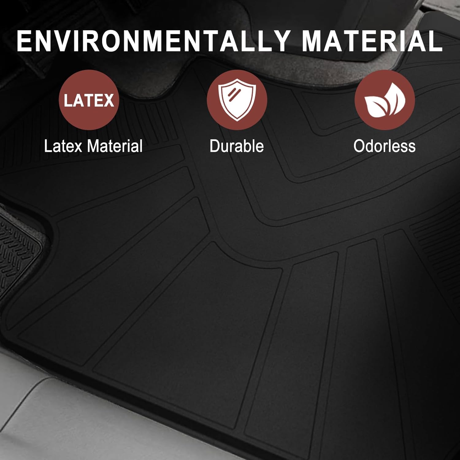 Floor Mats Compatible with 2007-2011 Honda CR-V, Custom Fit All Weather Honda CR-V Car Mats, Latex Heavy Duty Floor Liners Black 3-pc Set, 2008 2009 2010 - Image 3