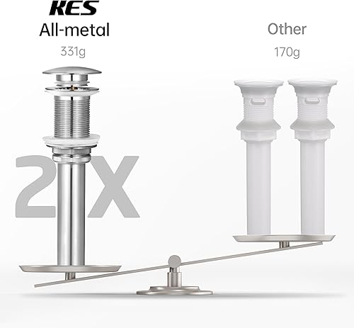 Miniatura 36 de KES S2008A-BK-P2 - Drenaje desplegable para lavabo de baño, 2 unidades de acero inoxidable T304 y latón, 2 unidades para lavabo de baño, color negro