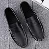 Men's Loafers Flat Breathable Casual Leather Moccasins Handmade Slip On Driving Business Shoes Black Size 10 #4