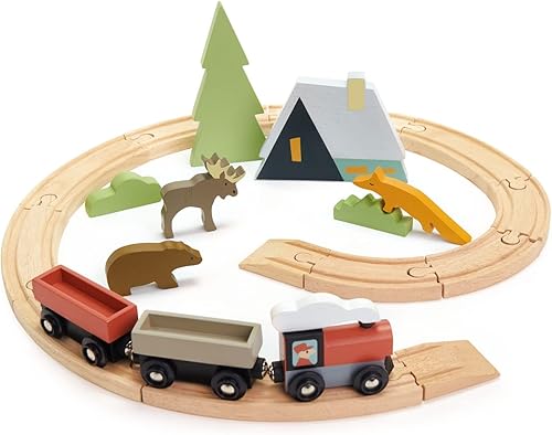Tender Leaf Toys - Juego de tren Treetops - Hermoso juego de tren de juguete de madera para niños - Habilidades de juego inteligentes e imaginativas