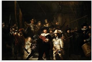Night Watch by Rembrandt Van Rijn Poster Canvas Painting Print Wall Art Modern Living Room Office Bedroom Room Aesthetics Decoration 30x20inch(75x50cm) Unframe-style