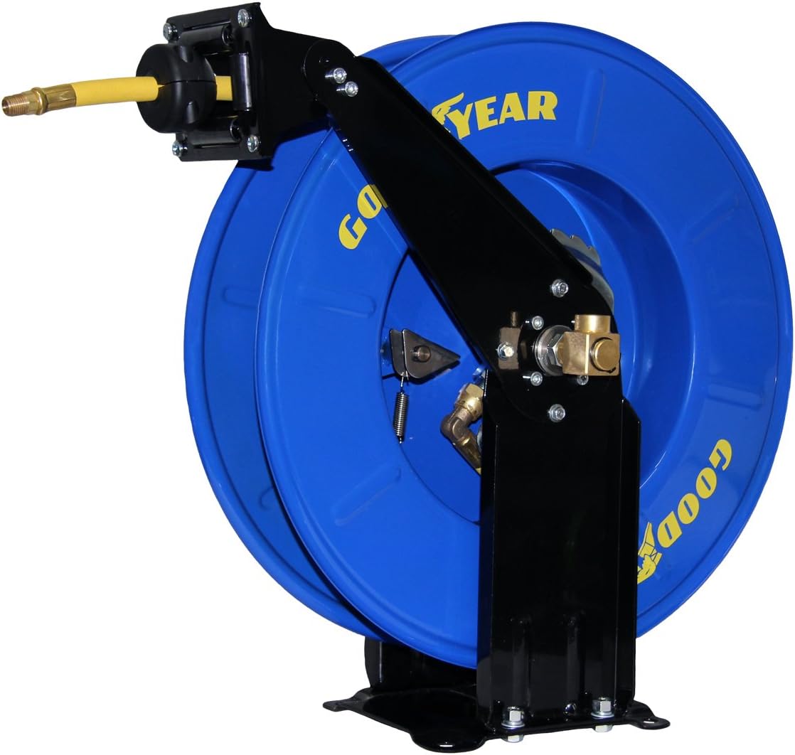 Goodyear Steel Spring Driven Air Hose Reel — With 3/8in. x 50ft. Hose, Model# 10346