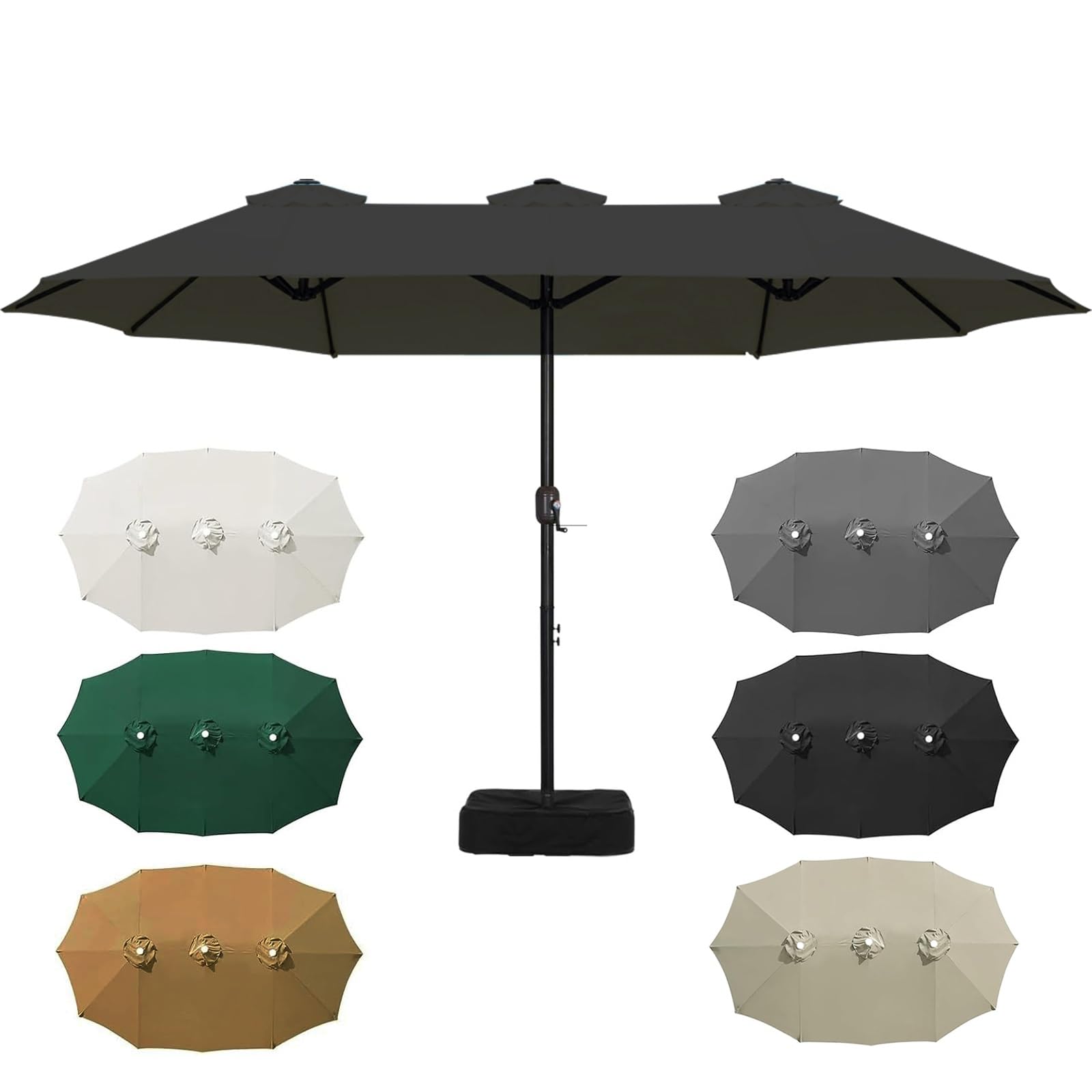 V3VOGUE Toile De Rechange Parasol Double, Auvent Parasol De Remplacement 12 Baleines, 465x270cm Largeur De Couverture Extra Large, Jardin Housse Imperméable en Tissu pour Dessus De Parapluie(Black)