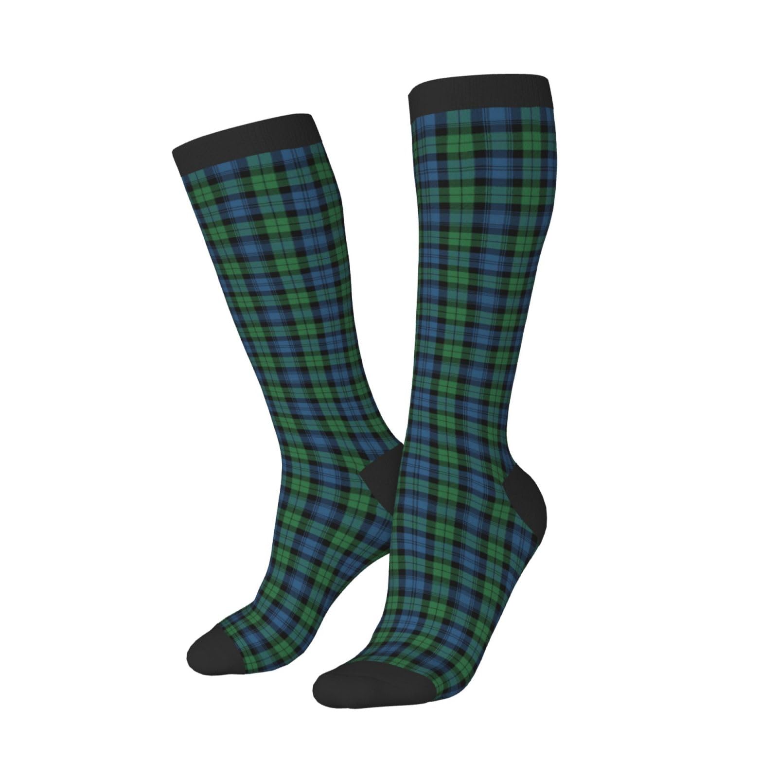 SMAZDFXX Casual Long Tube Socks Blackwatch Ancient Tartan Athletic Knee Highs Stockings for Men Women 1 Pack