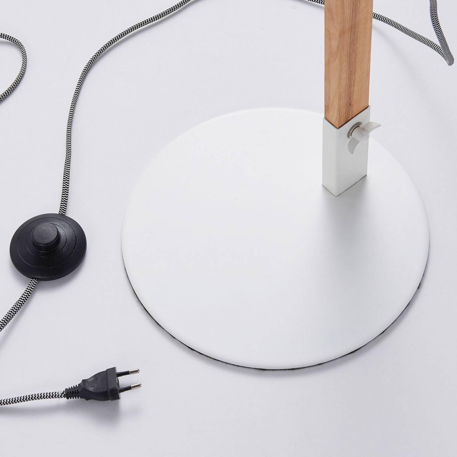 Lindby Lampenwelt Stehlampe skandinavisch Holz Metall weiß, Standleuchte Leselampe-Stehlampe für Wohnzimmer Esszimmer Schlafzimmer